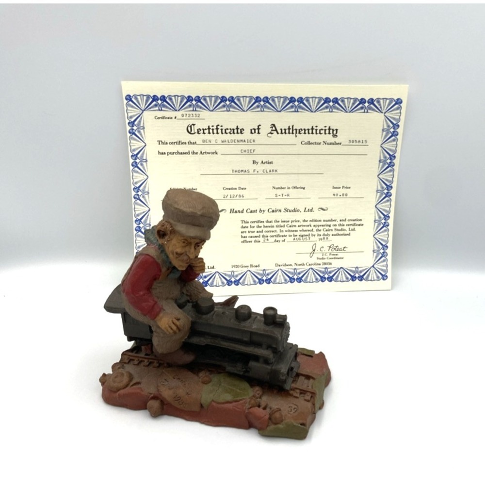 Vtg Tom Clark Chief #59 Gnome Train COA Resin Cairn Studios Made in USA